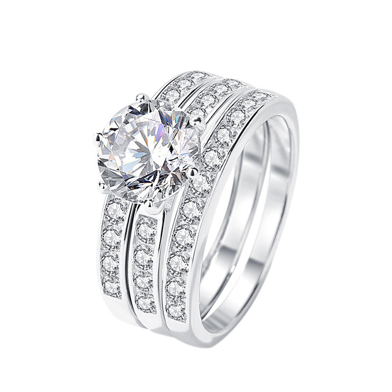 Joyería al por mayor Anillos de plata Moissanite de 2 quilates